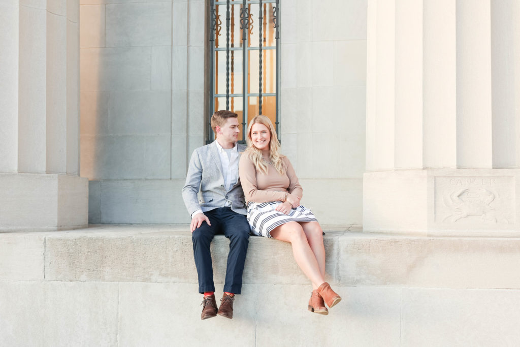 Central Library in Indianapolis is one of the best engagement photo locations in Indianapolis