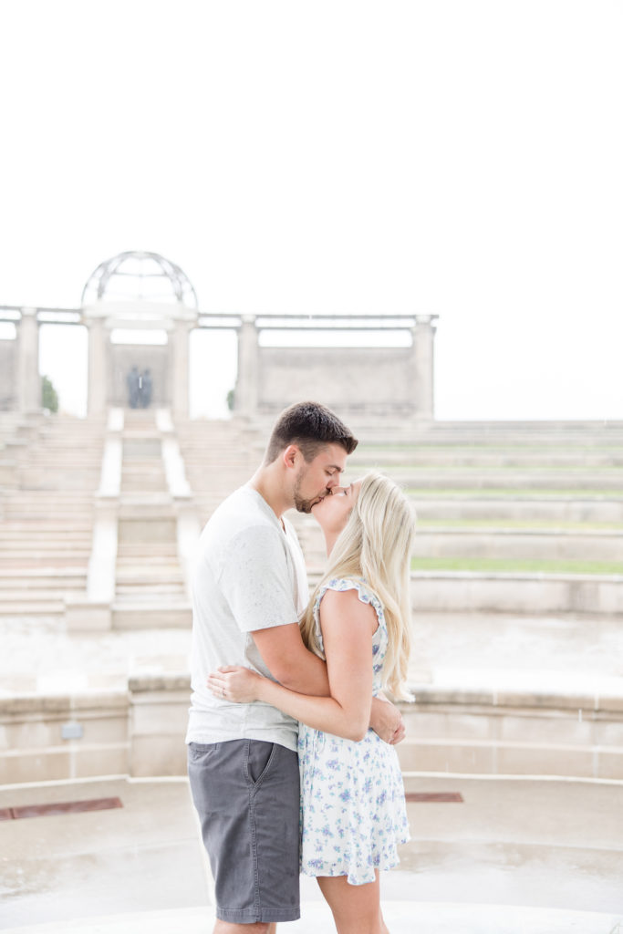 Kaitlin Mendoza Photography captured the engagement photos in Carmel, Indiana at Coxhall Gardens and The Palladium