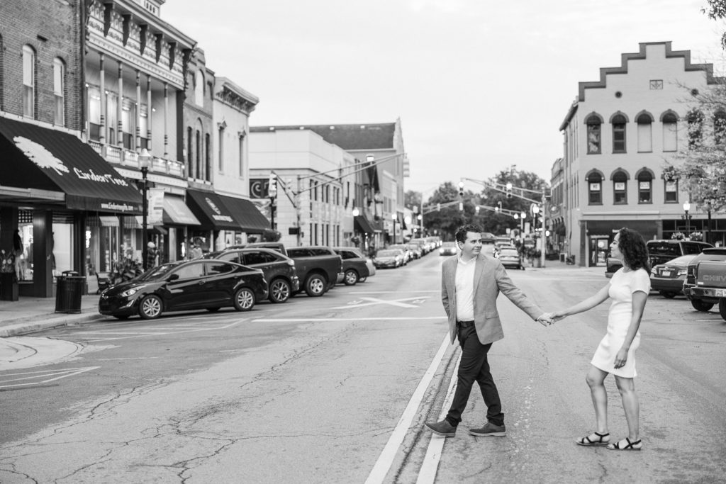 Engagement Photos in Downtown Noblesville, Indiana by Carmel wedding photographer Kaitlin Mendoza Photography