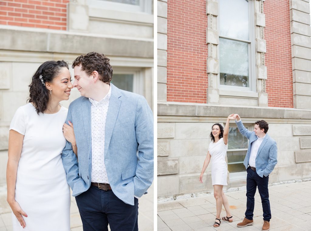 Engagement Photos in Downtown Noblesville, Indiana by Carmel wedding photographer Kaitlin Mendoza Photography