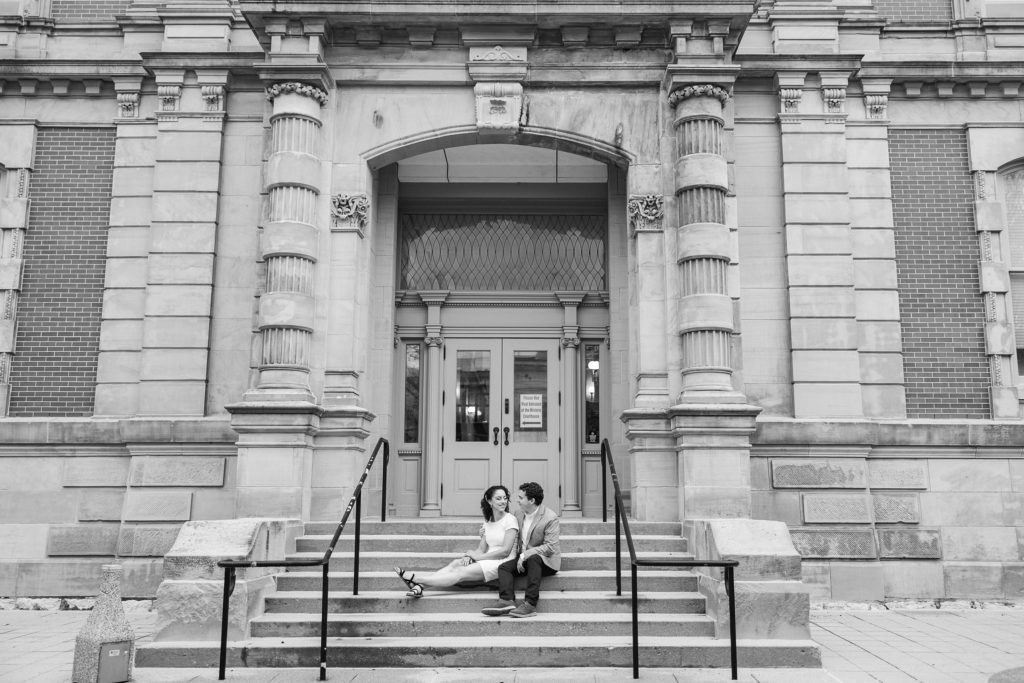 Engagement Photos in Downtown Noblesville, Indiana by Carmel wedding photographer Kaitlin Mendoza Photography