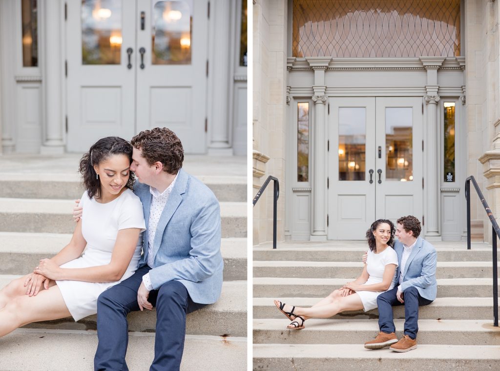 Engagement Photos in Downtown Noblesville, Indiana by Carmel wedding photographer Kaitlin Mendoza Photography