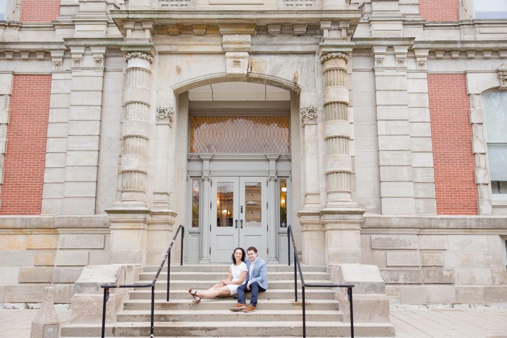 Engagement Photos in Downtown Noblesville, Indiana by Carmel wedding photographer Kaitlin Mendoza Photography