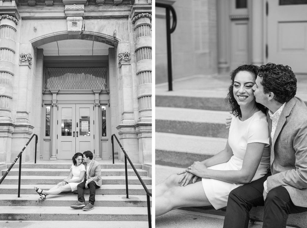 Engagement Photos in Downtown Noblesville, Indiana by Carmel wedding photographer Kaitlin Mendoza Photography