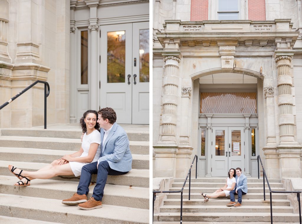 Engagement Photos in Downtown Noblesville, Indiana by Carmel wedding photographer Kaitlin Mendoza Photography