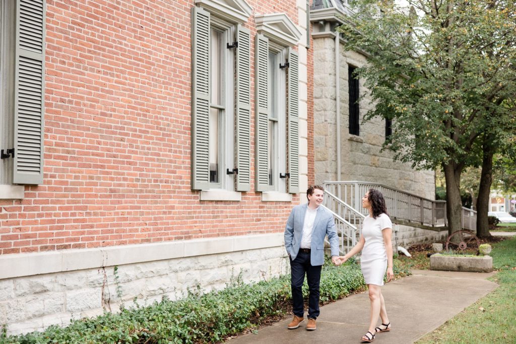 Engagement Photos in Downtown Noblesville, Indiana by Carmel wedding photographer Kaitlin Mendoza Photography