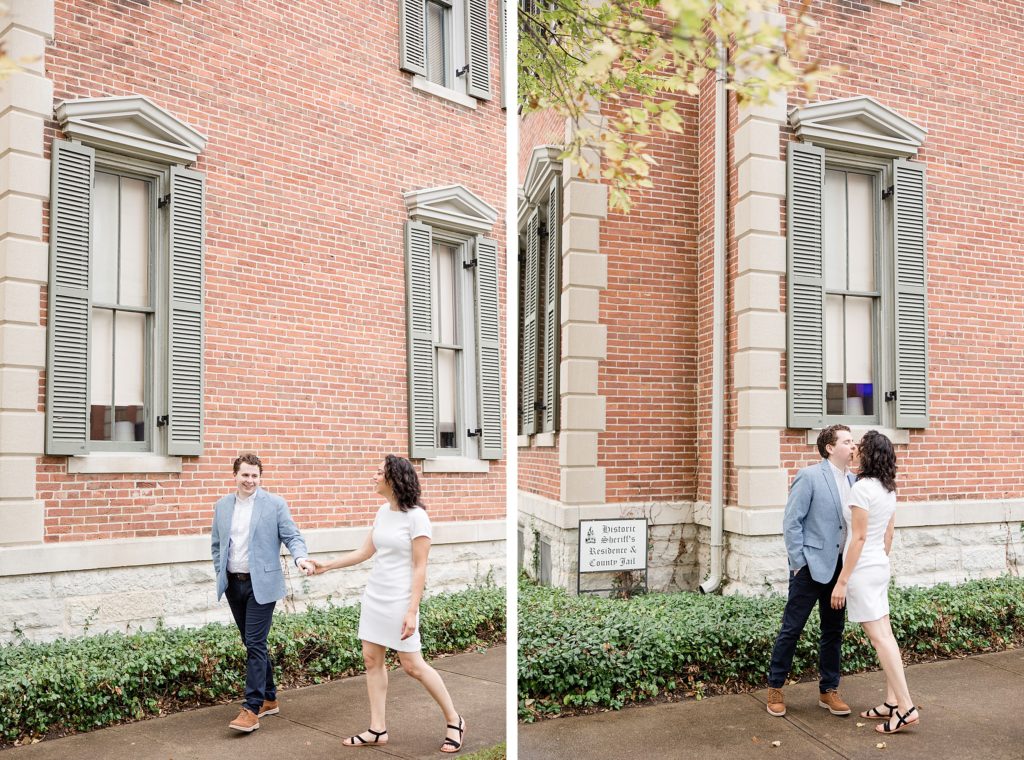 Engagement Photos in Downtown Noblesville, Indiana by Carmel wedding photographer Kaitlin Mendoza Photography