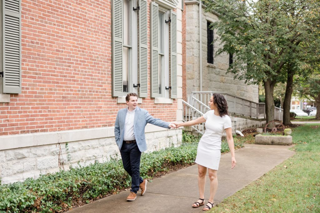 Engagement Photos in Downtown Noblesville, Indiana by Carmel wedding photographer Kaitlin Mendoza Photography