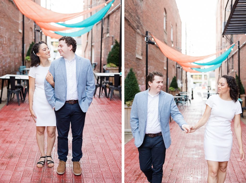 Engagement Photos in Downtown Noblesville, Indiana by Carmel wedding photographer Kaitlin Mendoza Photography