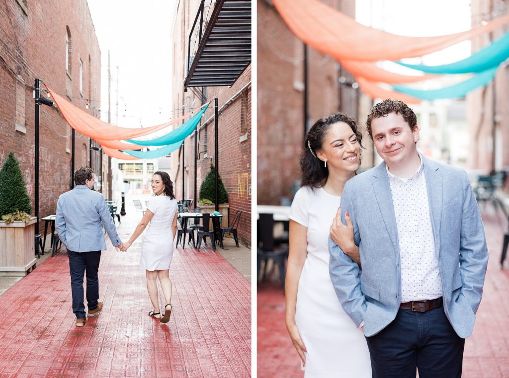 Engagement Photos in Downtown Noblesville, Indiana by Carmel wedding photographer Kaitlin Mendoza Photography