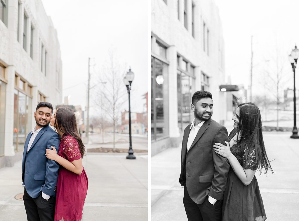 Kaitlin Mendoza Photography captured the engagement photos at The Bottleworks District in Indianapolis for Aditi and Amogh.