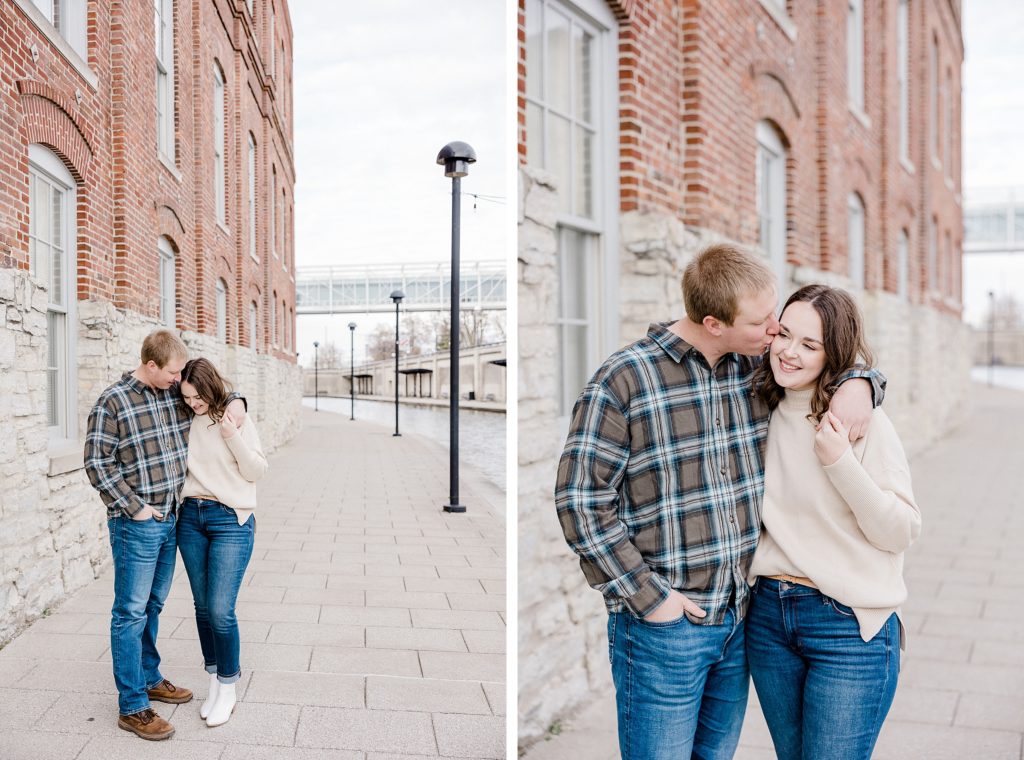 Kaitlin Mendoza Photography captured Indianapolis canal walk engagement photos for Calie and Clayton