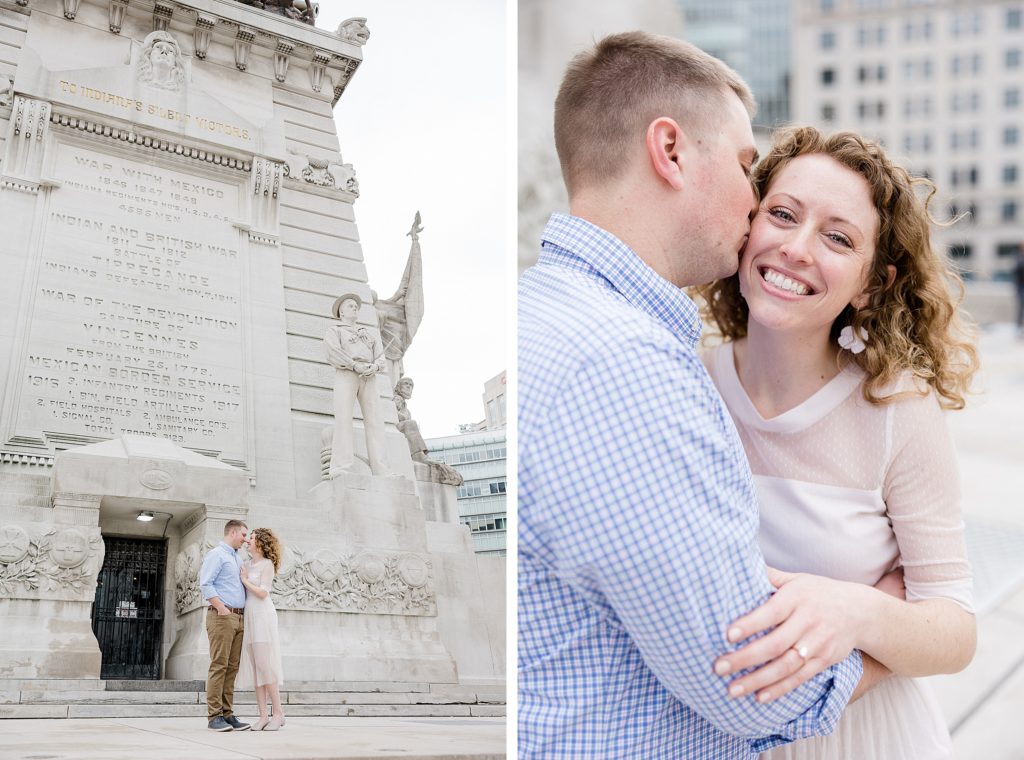 Monument Circle is one of the best engagement photo locations in Indianapolis