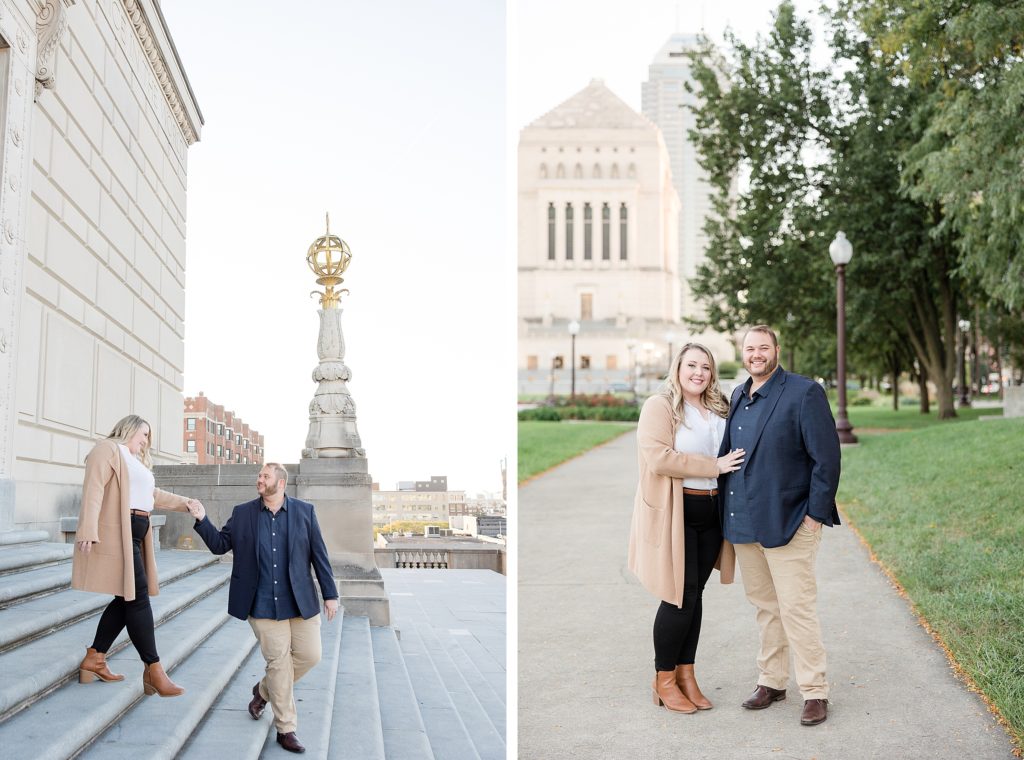 War Memorial is one of the best engagement photo locations in Indianapolis