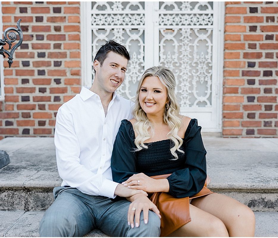 Fall engagement photos at Coxhall Gardens in Carmel, Indiana.