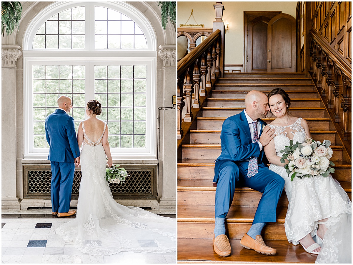 Maura and John’s Laurel Hill wedding photos in Indianapolis, IN boast classic details at an elegant venue.
