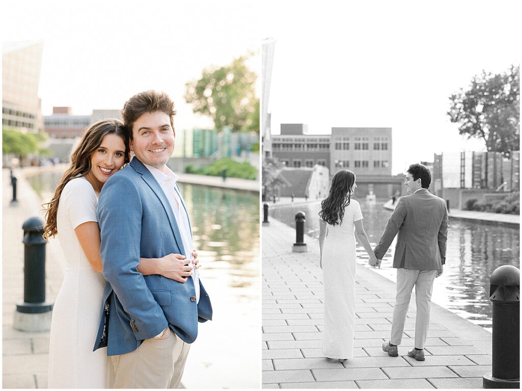 Kaitlin Mendoza Photography captured engagement photos on the canal walk in Indianapolis for Danielle and Josh.
