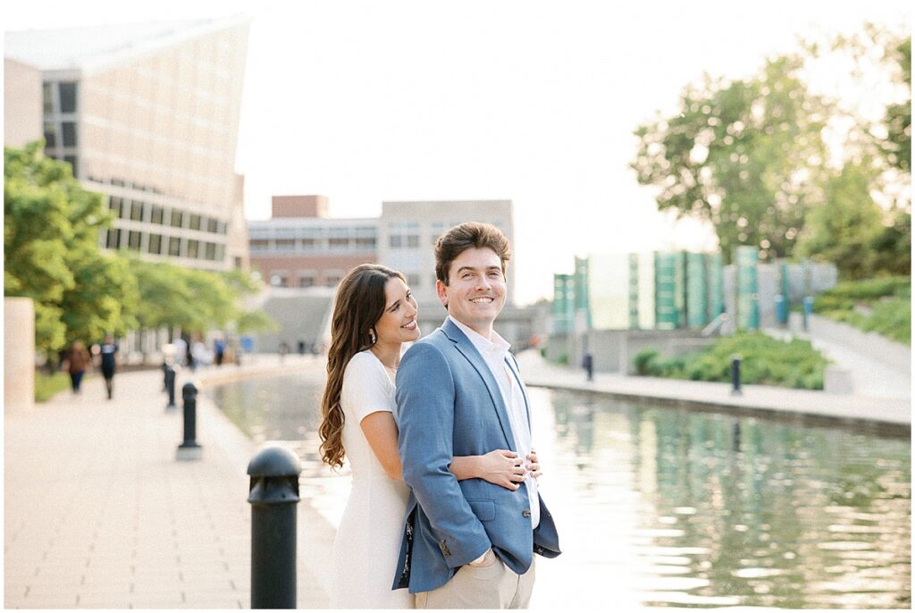 Kaitlin Mendoza Photography captured engagement photos on the canal walk in Indianapolis for Danielle and Josh.