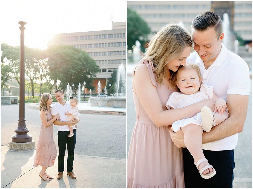 The Ketchum Family chose to do their family photos in Indianapolis at the War Memorial during sunrise.