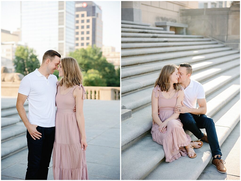 The Ketchum Family chose to do their family photos in Indianapolis at the War Memorial during sunrise.