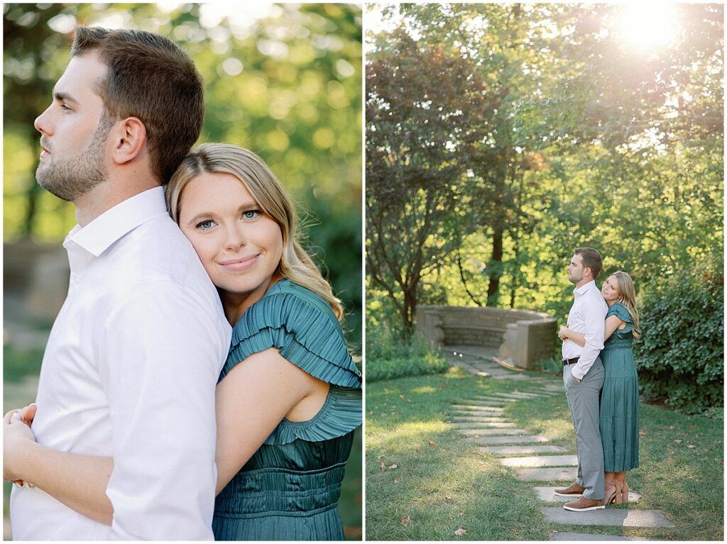 Kaitlin Mendoza Photography took Fall engagement photos at Newfields in Indianapolis of Rachel and Ryan.