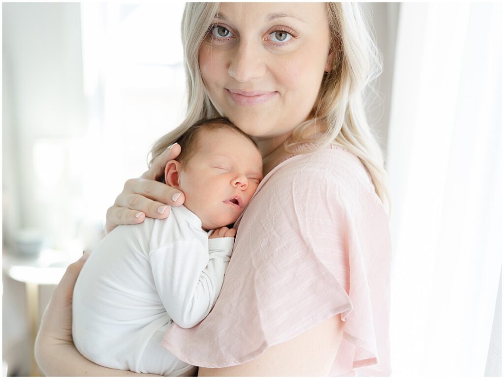 mother and baby at newborn photo session