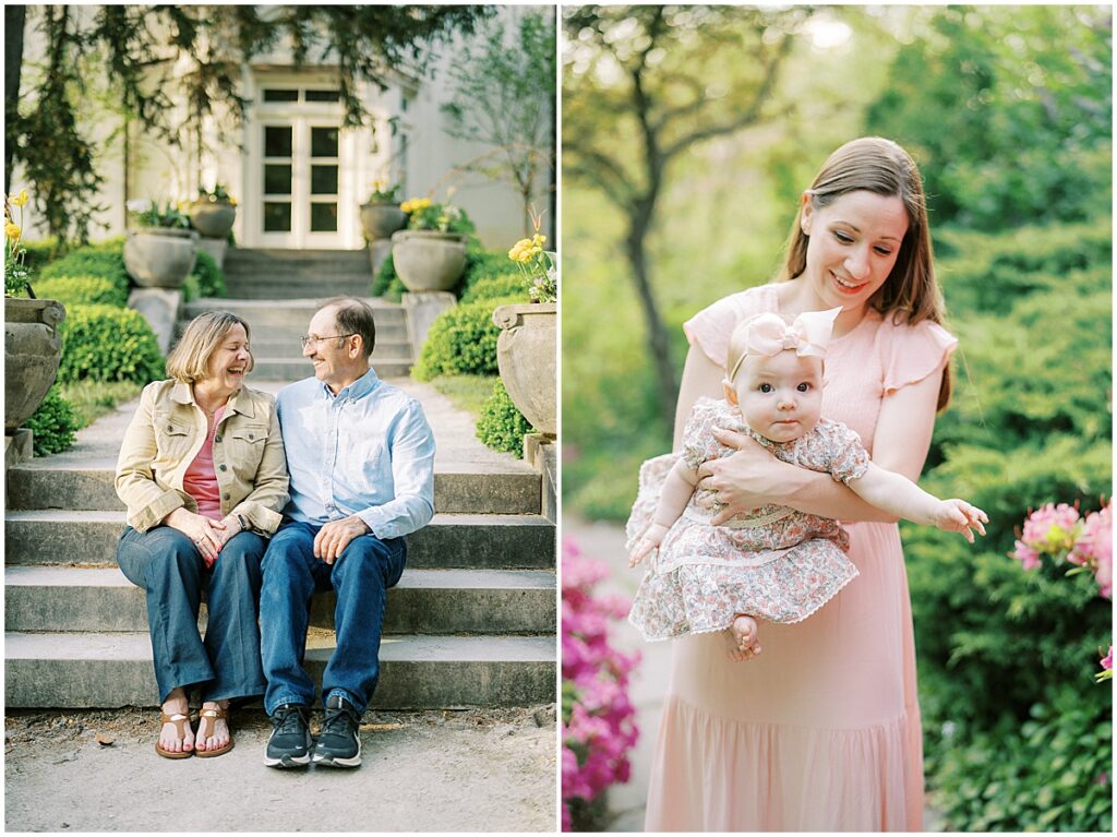 Kaitlin Mendoza Photography captures extended family photos in Indianapolis, Indiana at Newfields