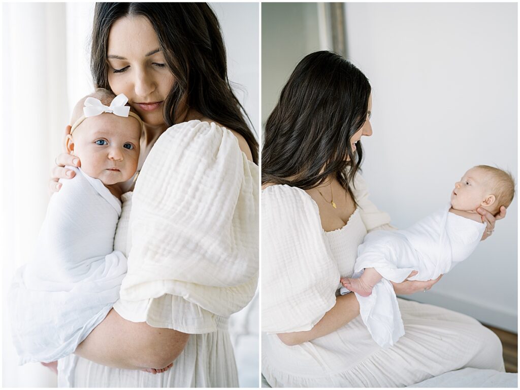 Kaitlin Mendoza Photography captures studio newborn photography in Indianapolis, Indiana for mom and baby