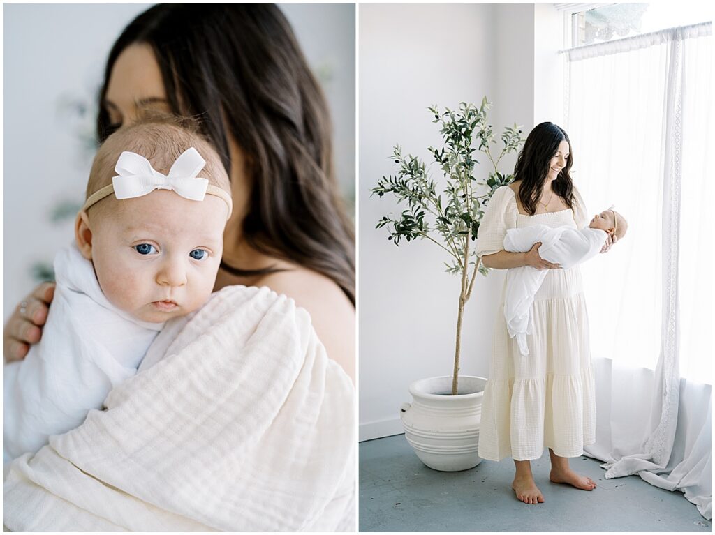 Kaitlin Mendoza Photography captures studio newborn photography in Indianapolis, Indiana for mom and baby