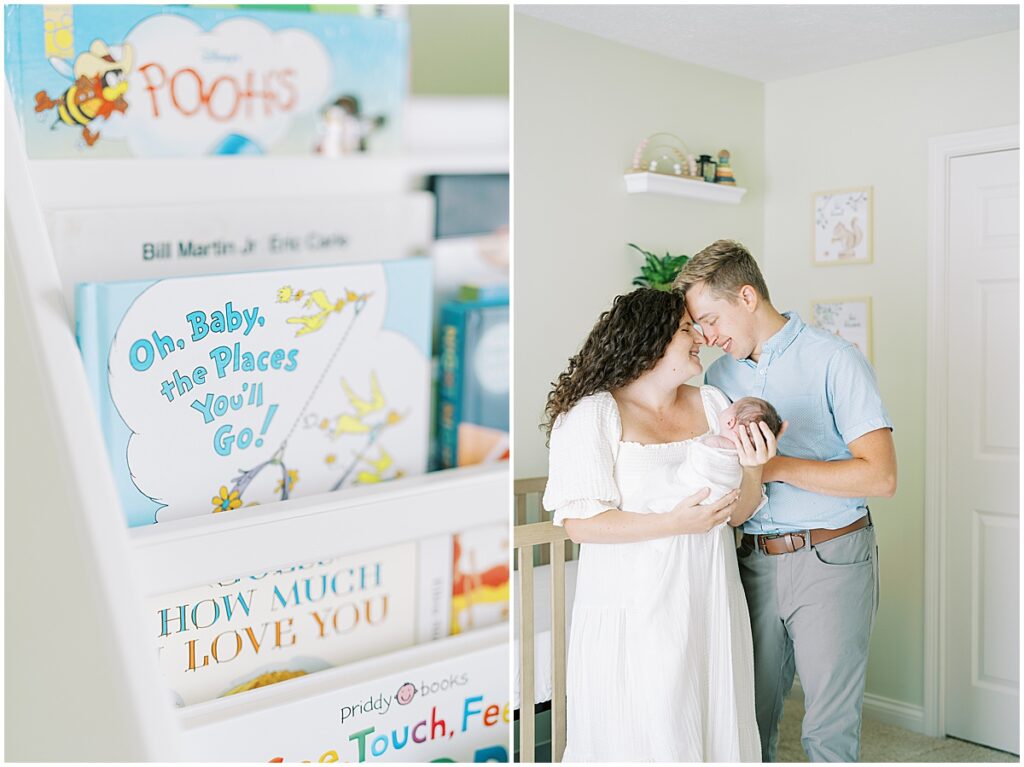 Kaitlin Mendoza is a Carmel, Indiana newborn photographer who took photos of Evie and her first time parents in their home.