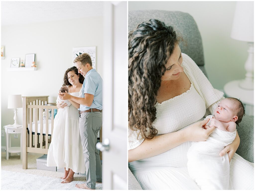 Kaitlin Mendoza is a Carmel, Indiana newborn photographer who took photos of Evie and her first time parents in their home.
