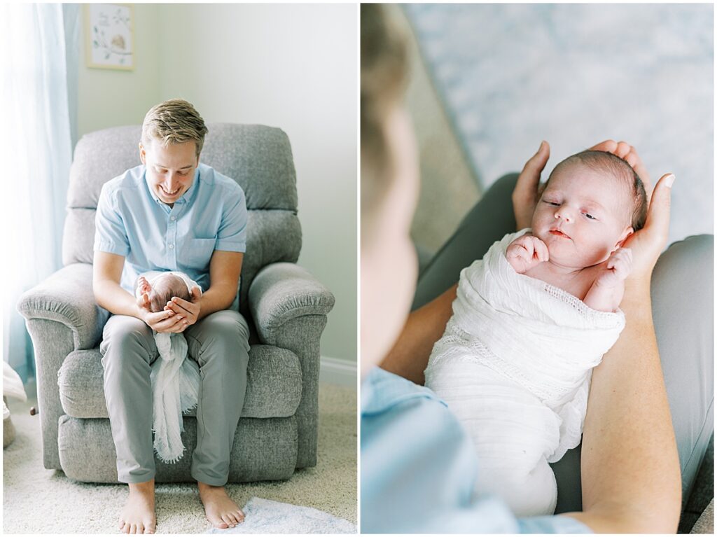Kaitlin Mendoza is a Carmel, Indiana newborn photographer who took photos of Evie and her first time parents in their home.