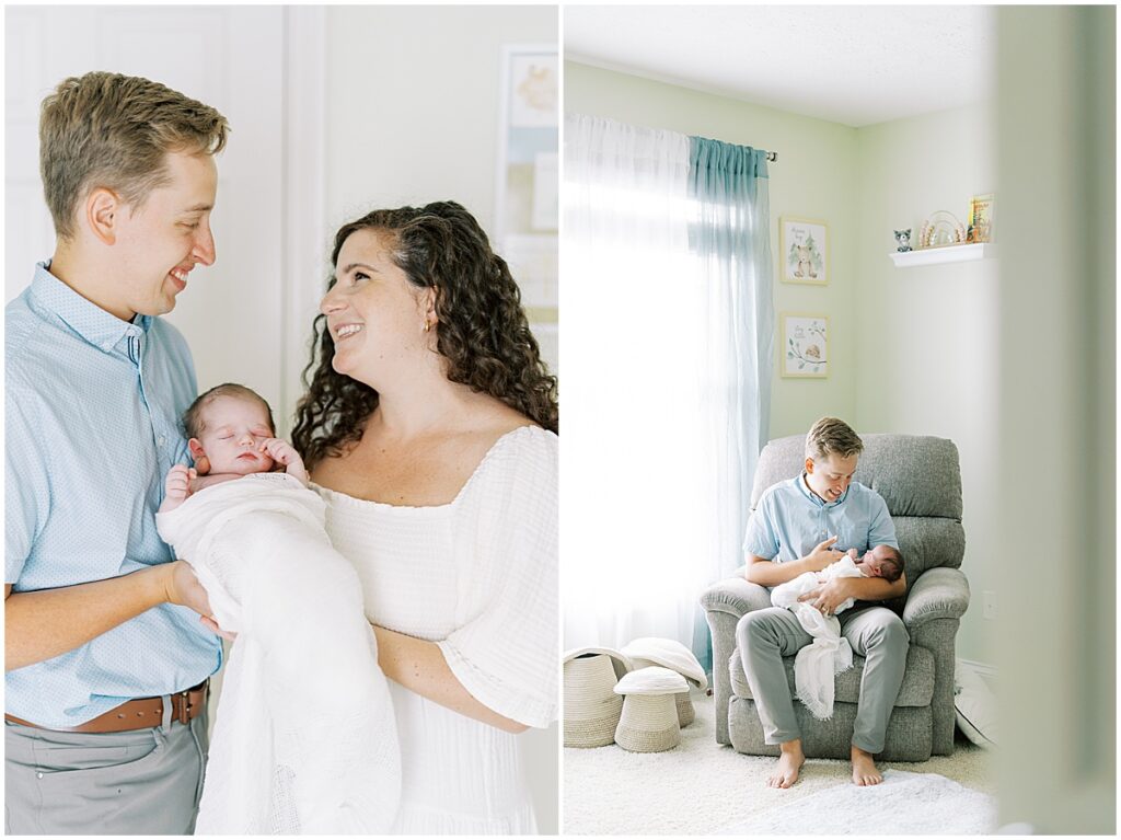Kaitlin Mendoza is a Carmel, Indiana newborn photographer who took photos of Evie and her first time parents in their home.