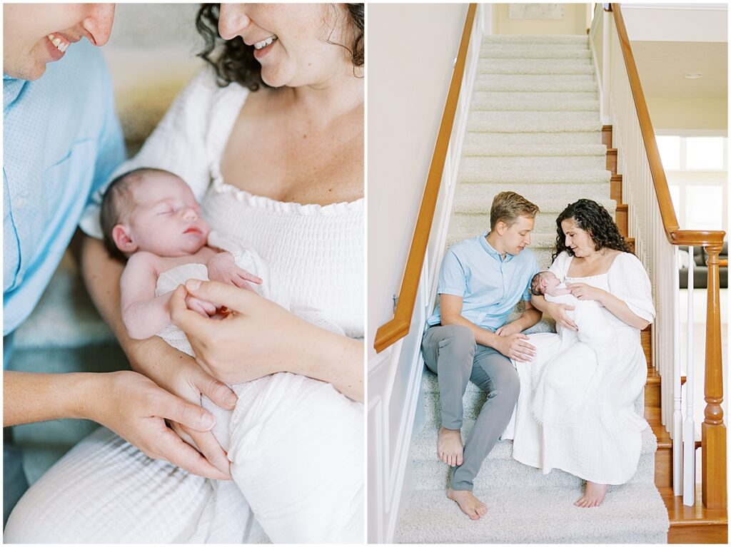 Kaitlin Mendoza is a Carmel, Indiana newborn photographer who took photos of Evie and her first time parents in their home.