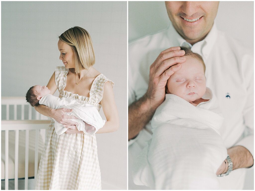 Kaitlin Mendoza captures Carmel, Indiana newborn photography of baby Noah during an in-home photo session.