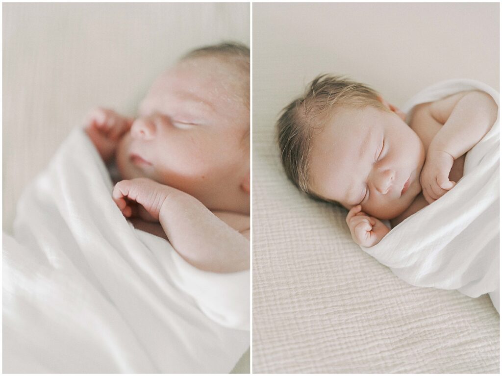 Kaitlin Mendoza captures Carmel, Indiana newborn photography of baby Noah during an in-home photo session.