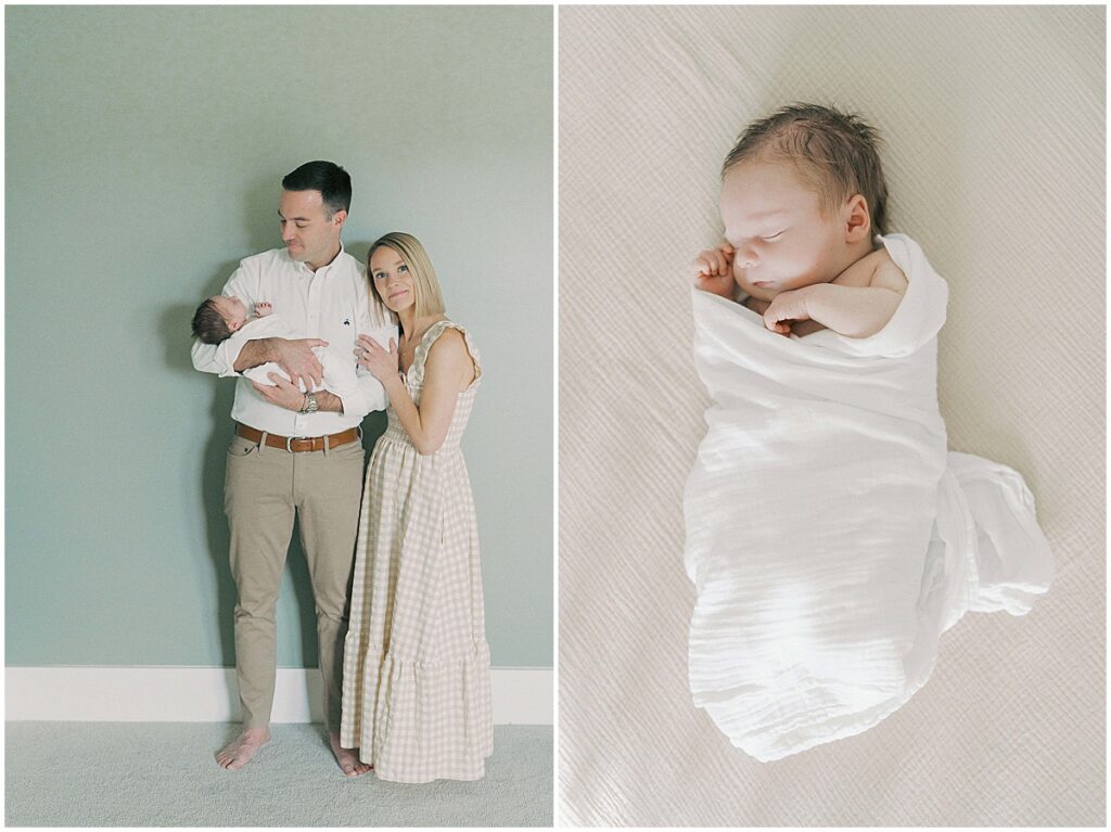 Kaitlin Mendoza captures Carmel, Indiana newborn photography of baby Noah during an in-home photo session.