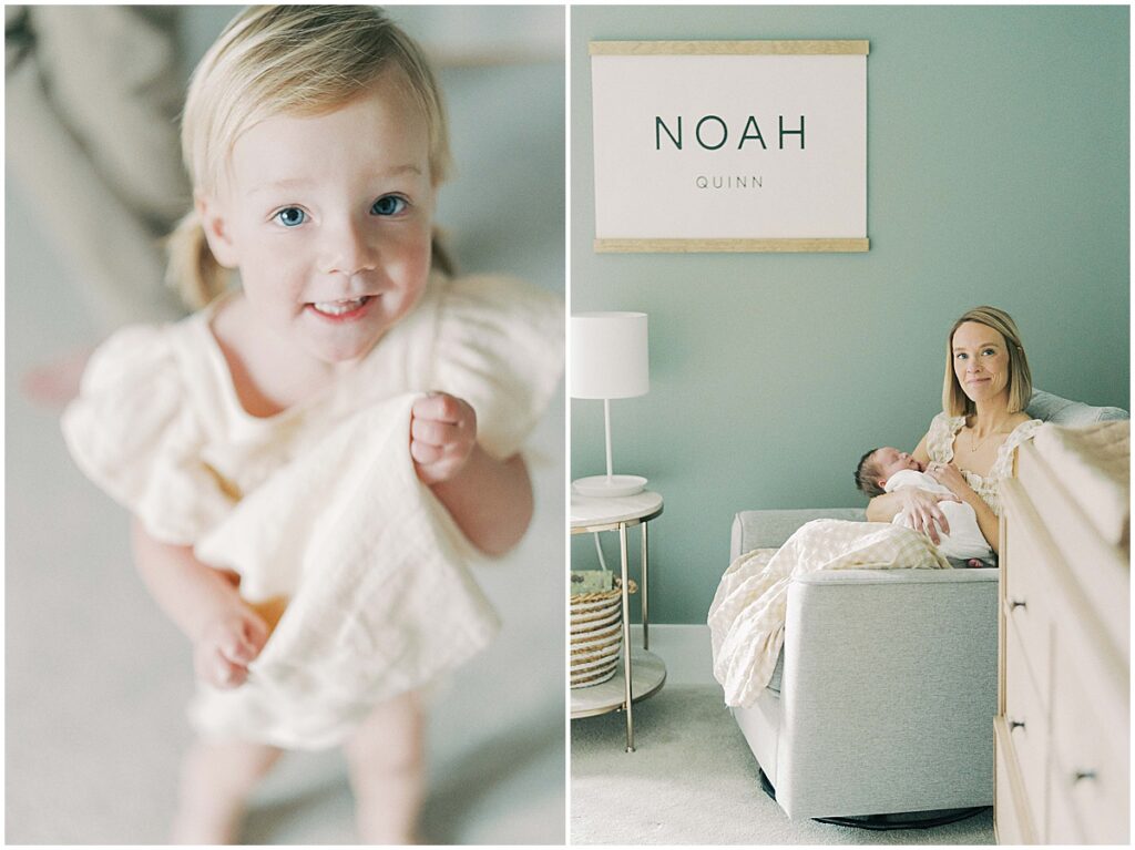 Kaitlin Mendoza captures Carmel, Indiana newborn photography of baby Noah during an in-home photo session.