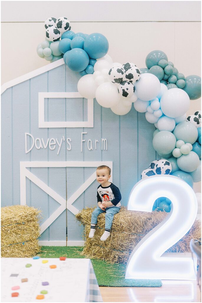 Kaitlin Mendoza is a kids birthday photographer in Indianapolis that captured Davey’s On The Farm themed 2nd birthday party at Holliday Farms.