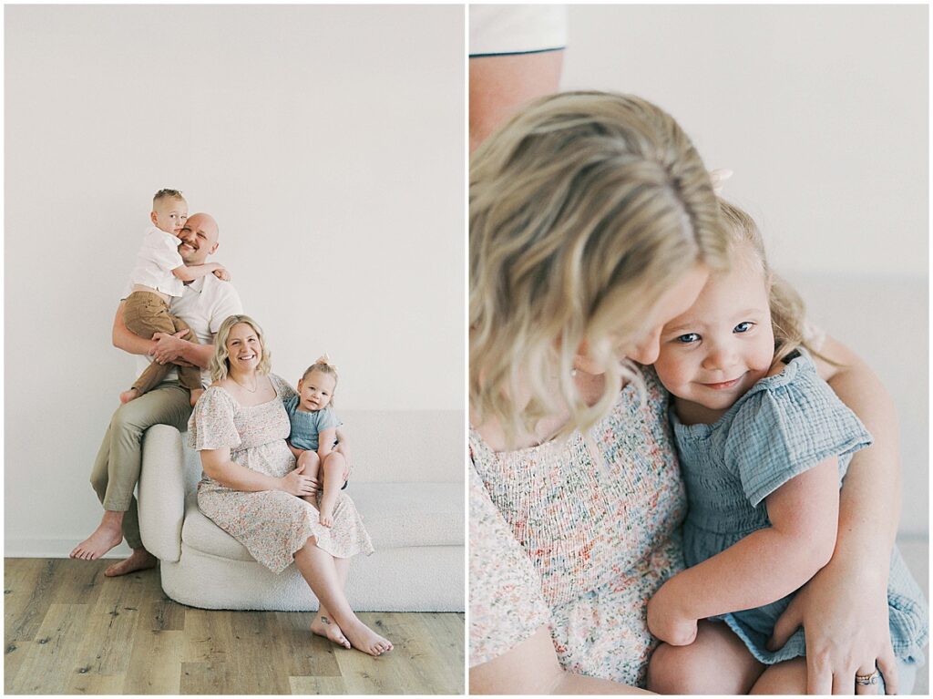 Kaitlin Mendoza is a maternity photographer in Indianapolis who photographed Anna and her family in the studio before baby #3.