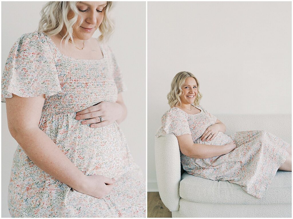 Kaitlin Mendoza is a maternity photographer in Indianapolis who photographed Anna and her family in the studio before baby #3.
