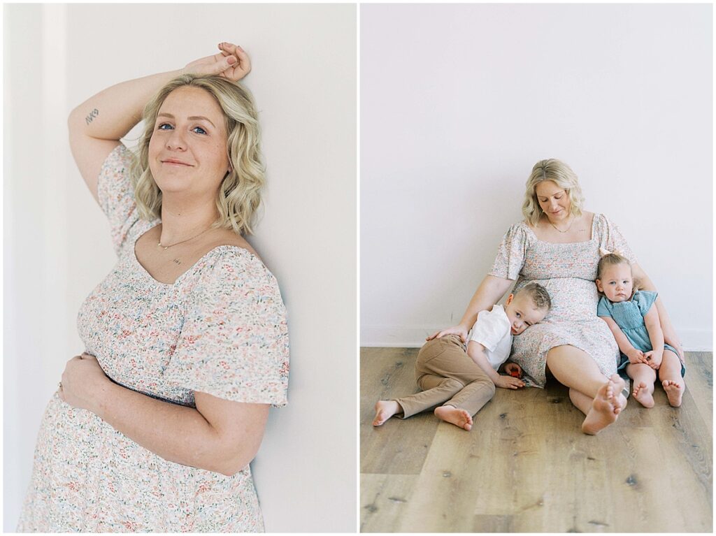 Kaitlin Mendoza is a maternity photographer in Indianapolis who photographed Anna and her family in the studio before baby #3.