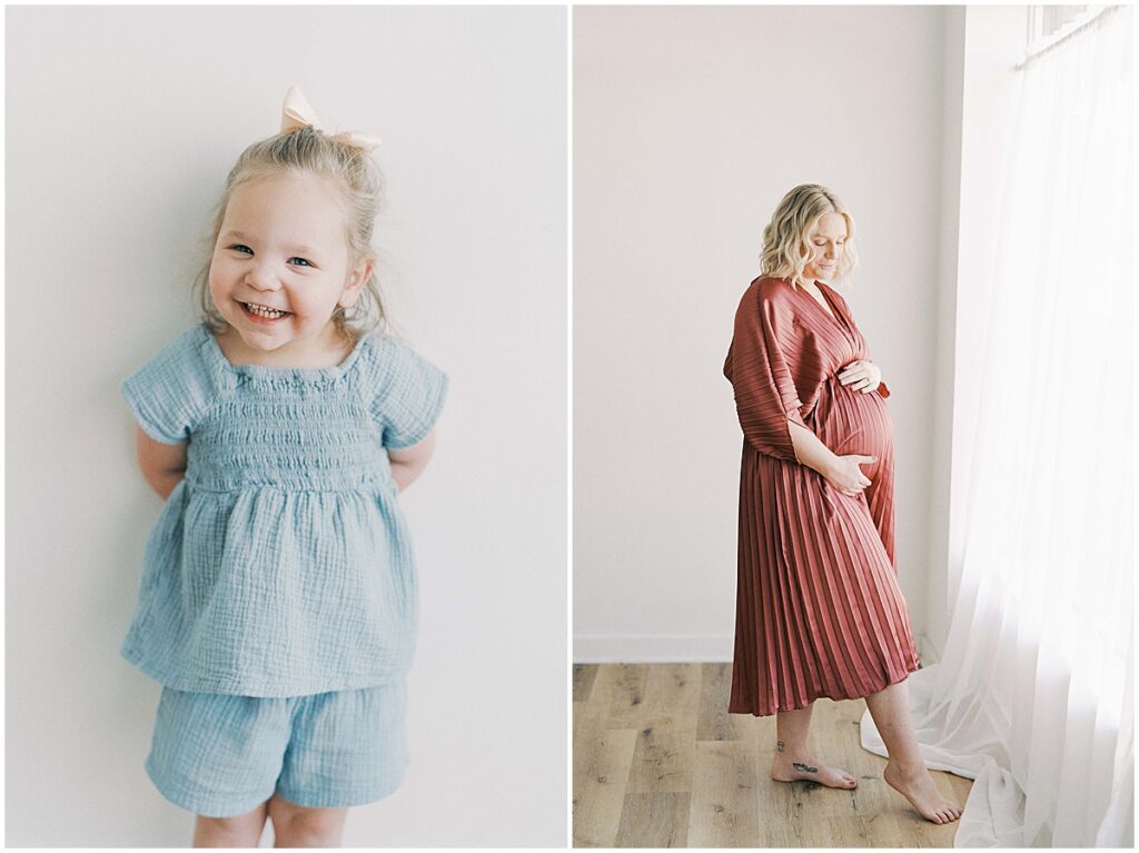 Kaitlin Mendoza is a maternity photographer in Indianapolis who photographed Anna and her family in the studio before baby #3.