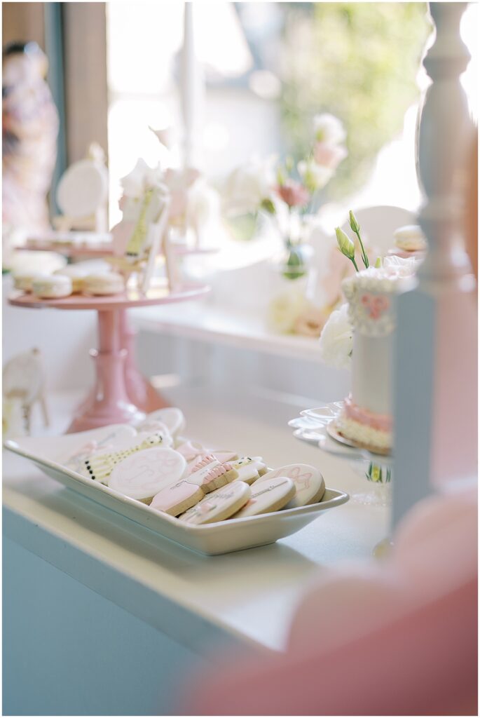 Custom cookies in light pink for Carmel Indiana baby shower