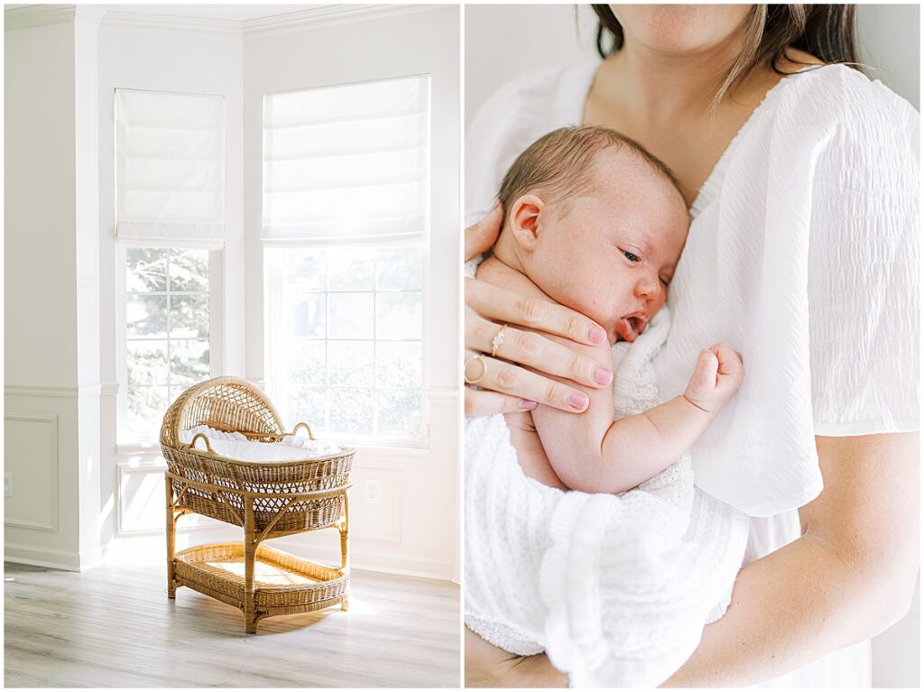 Wooden bassinet for newborn in Fishers Indiana