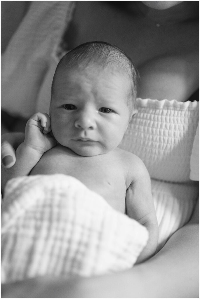 At home lifestyle newborn session in Meridian Kessler Indianapolis