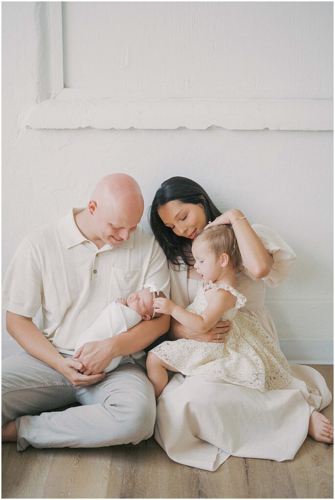 Cream and grey newborn session in Indianapolis Indiana studio