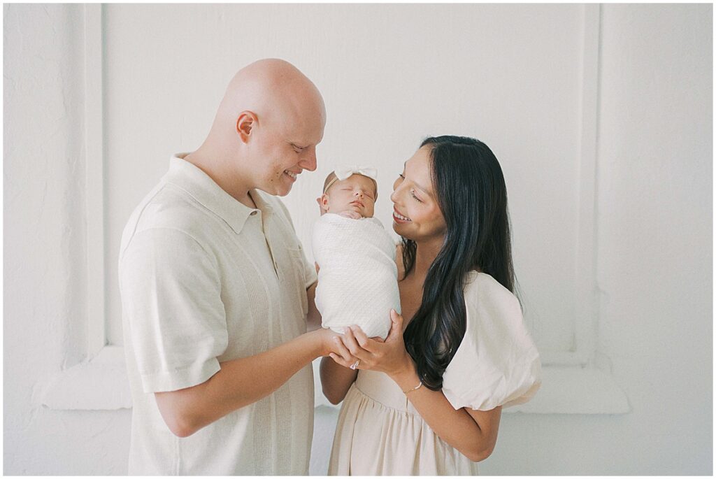 Cream and white newborn studio session in Indianapolis Indiana