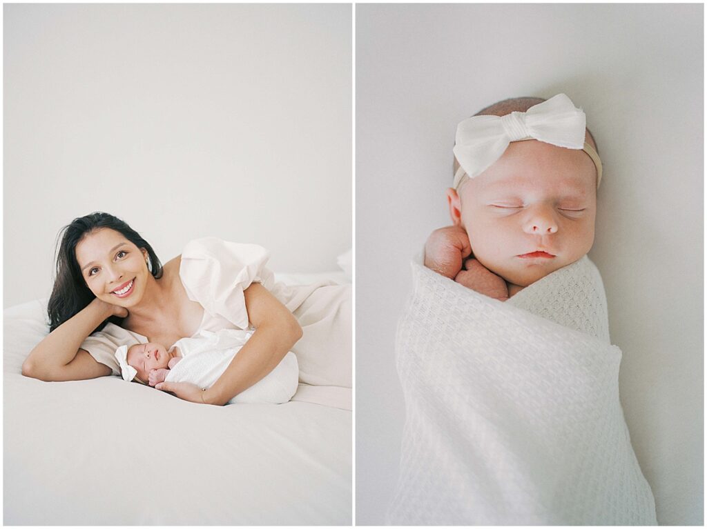 White studio session with newborn in Indianapolis