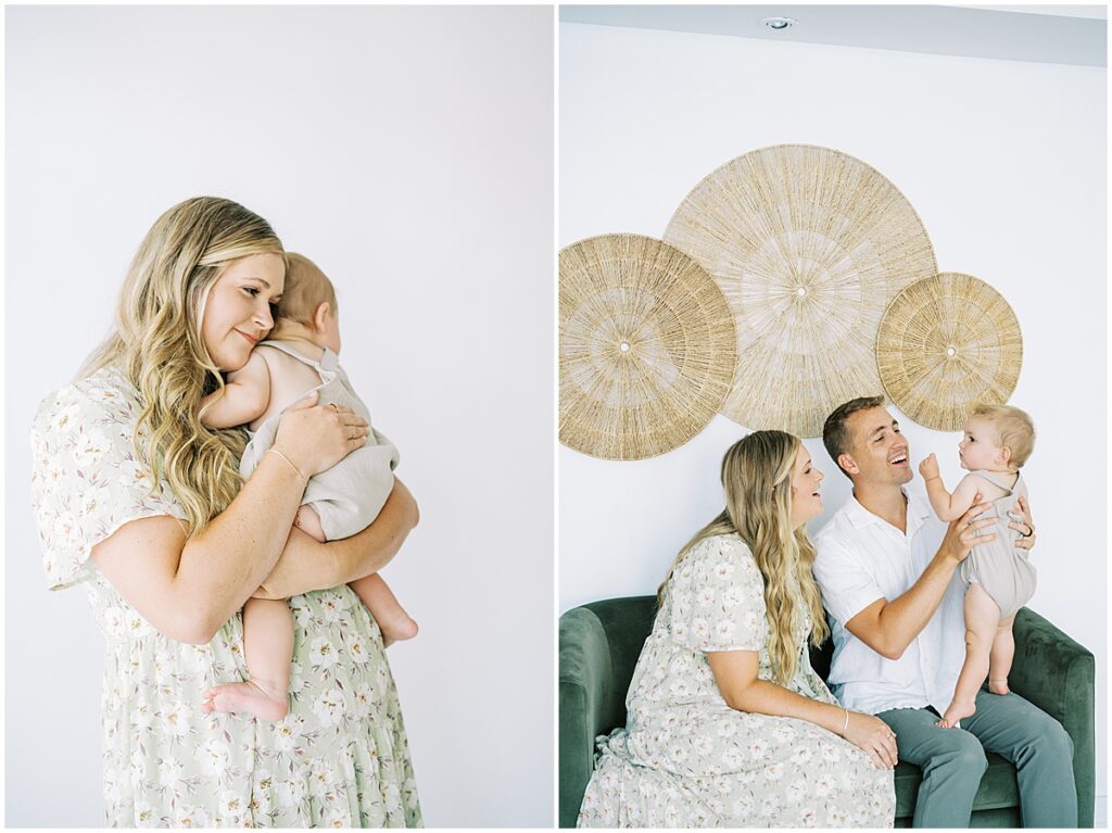 Green and tan studio session in Indianapolis milestone photos